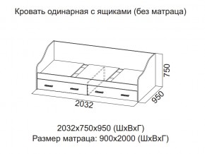 Кровать одинарная с ящиками (Без матраца 0,9*2,0) в Салехарде - salekhard.magazin-mebel74.ru | фото